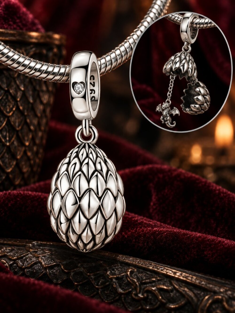 Dragon Egg Charm w/Baby Dragon